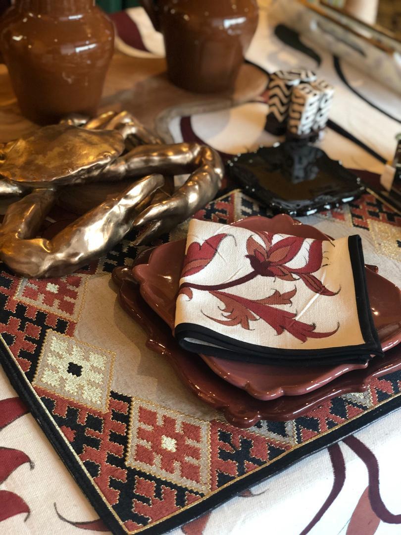 Hand-Embroidered Placemats - Brick RoseWaterHouse