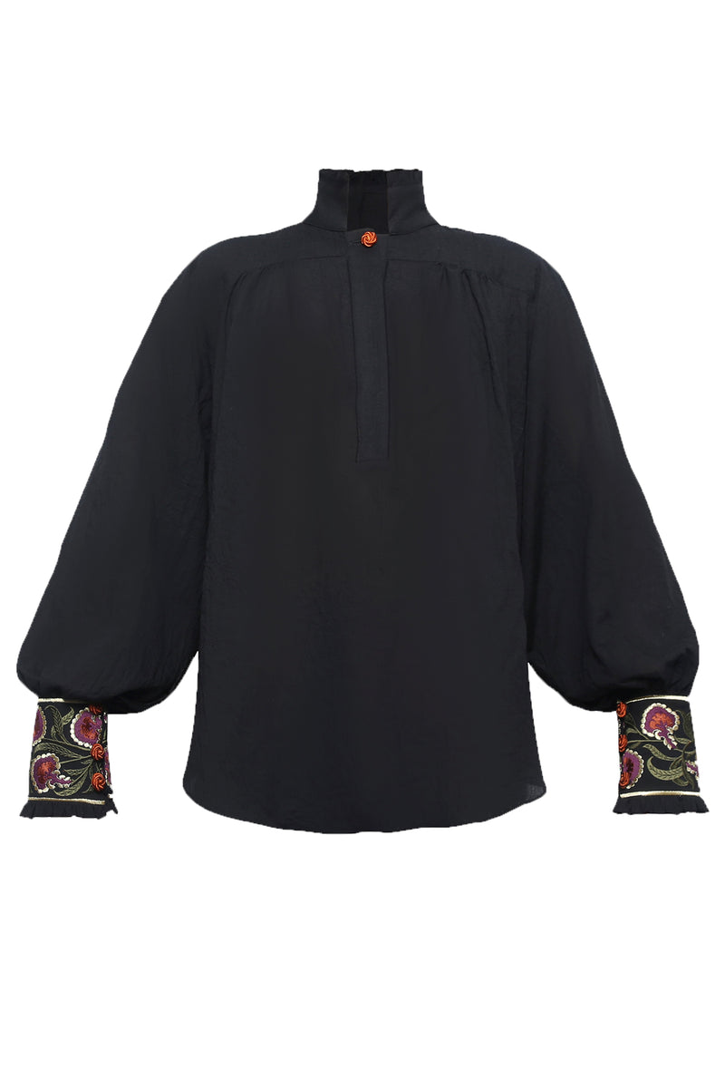Carnation Blouse - Black Tops - Blouse Rosewater House 
