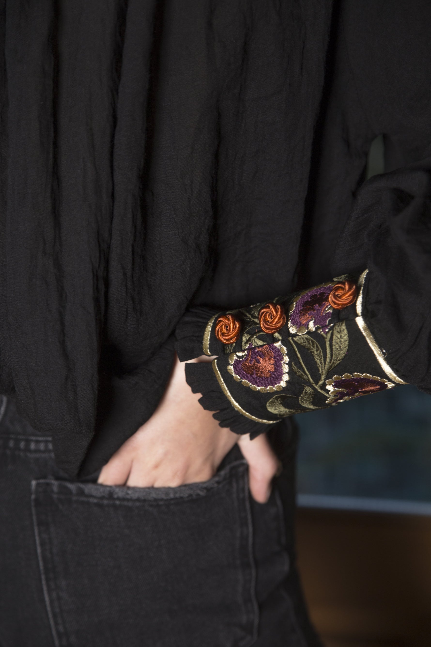 Carnation Blouse - Black Blouses Rosewater House