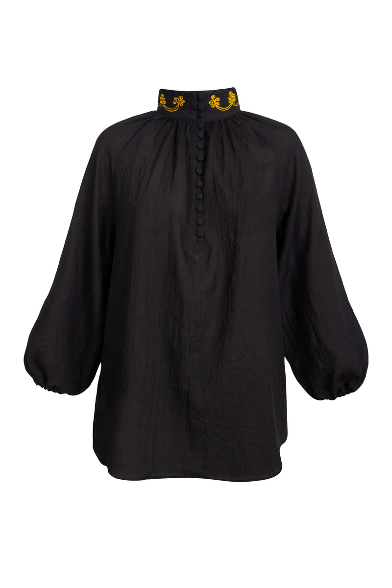 Golab Blouse - Black Tops-Blouse Rosewater House 