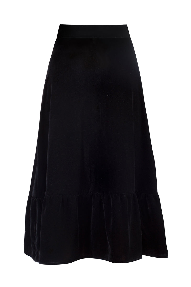 Mahtab Belted Velvet Skirt - Black Rosewater House 