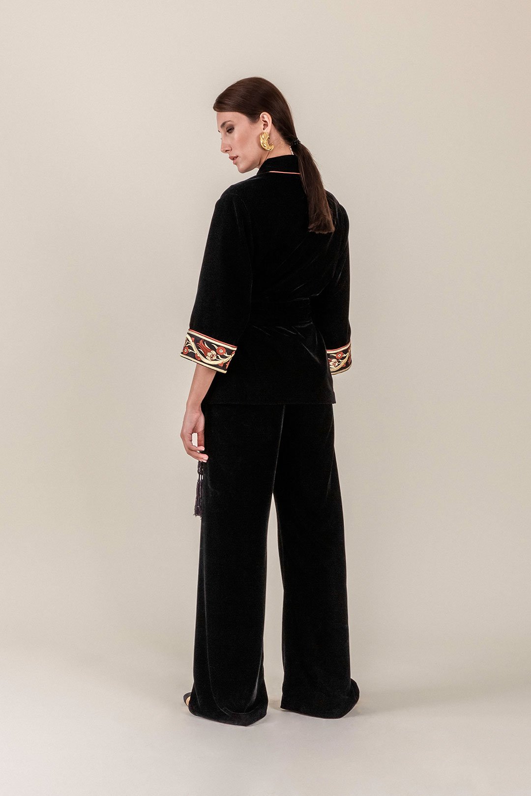 Velvet Kimono Set - Black Rosewater House