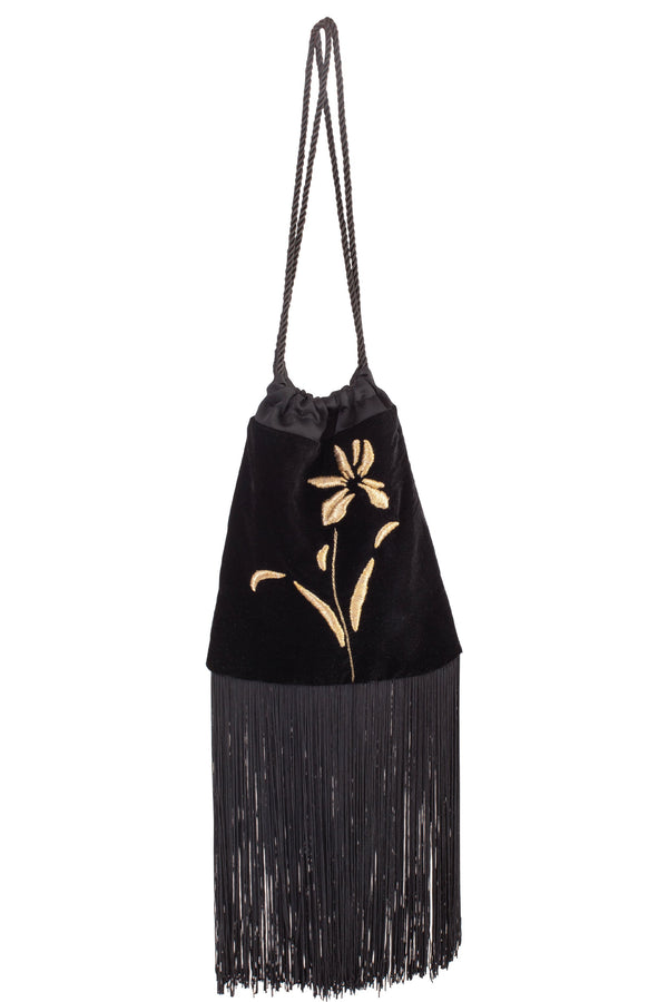 Iris Velvet Bring Bag - Black Rosewater House 