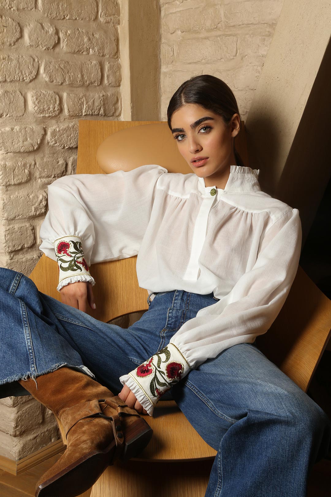 Carnation Blouse - White Rosewater House