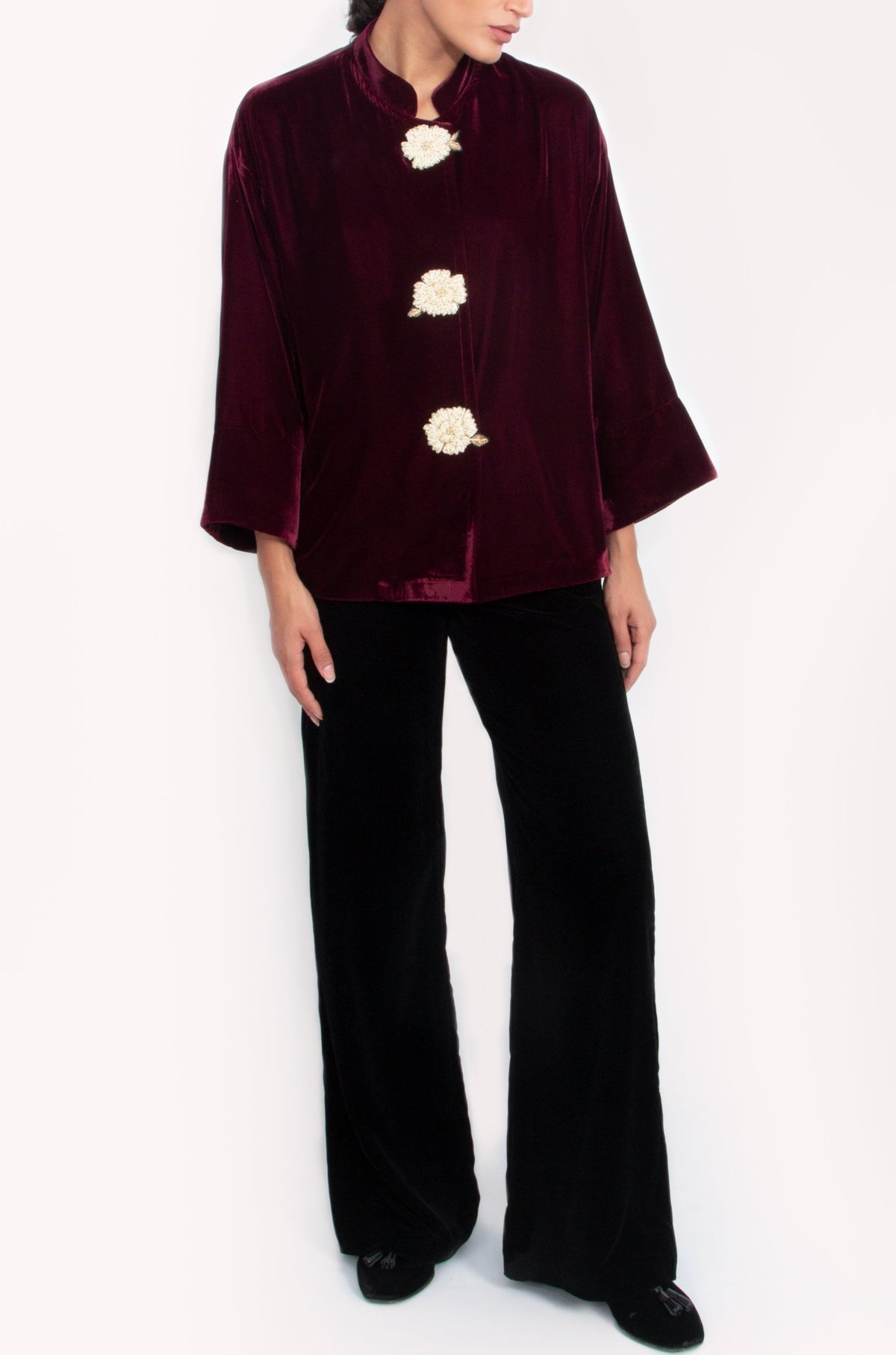 Rosa Velvet Jacket - Wine Rosewater House