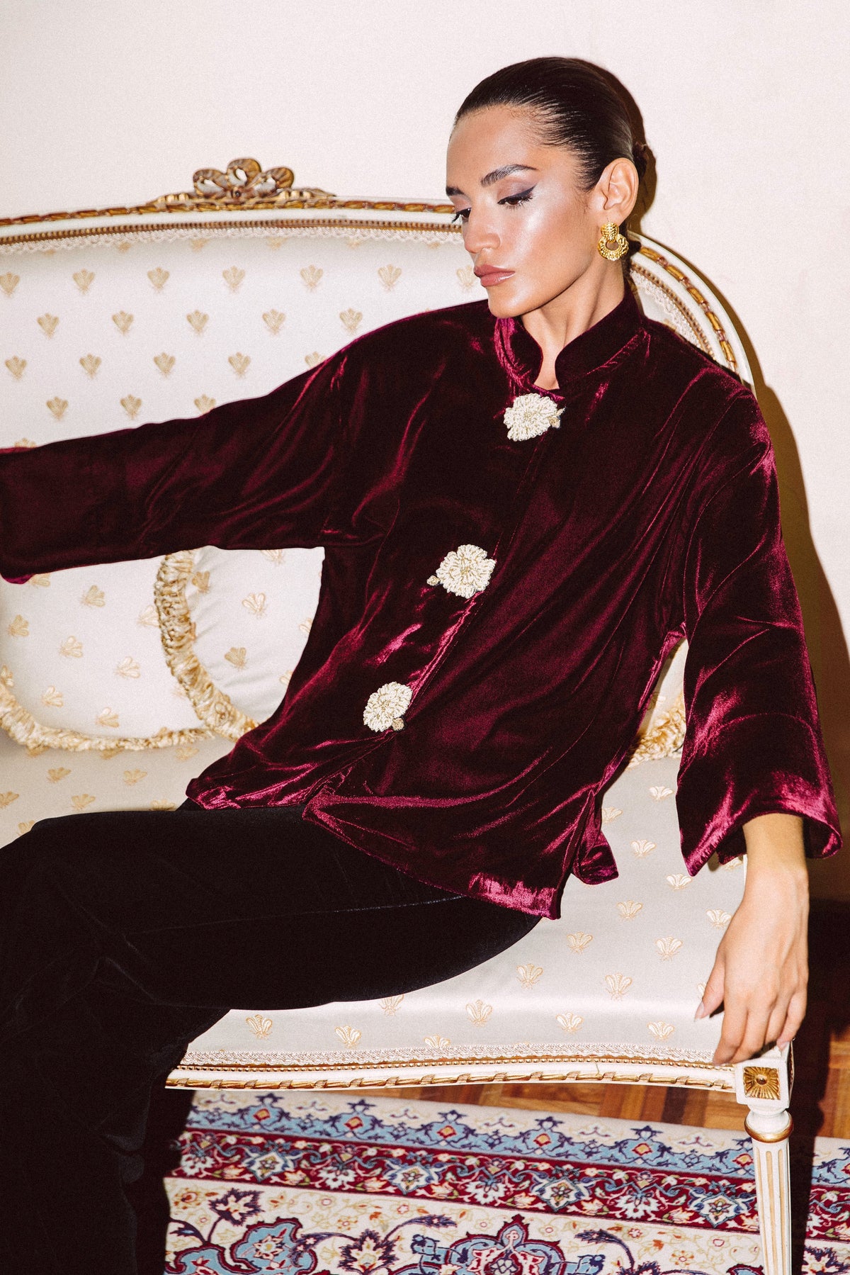 Rosa Velvet Jacket - Wine Rosewater House