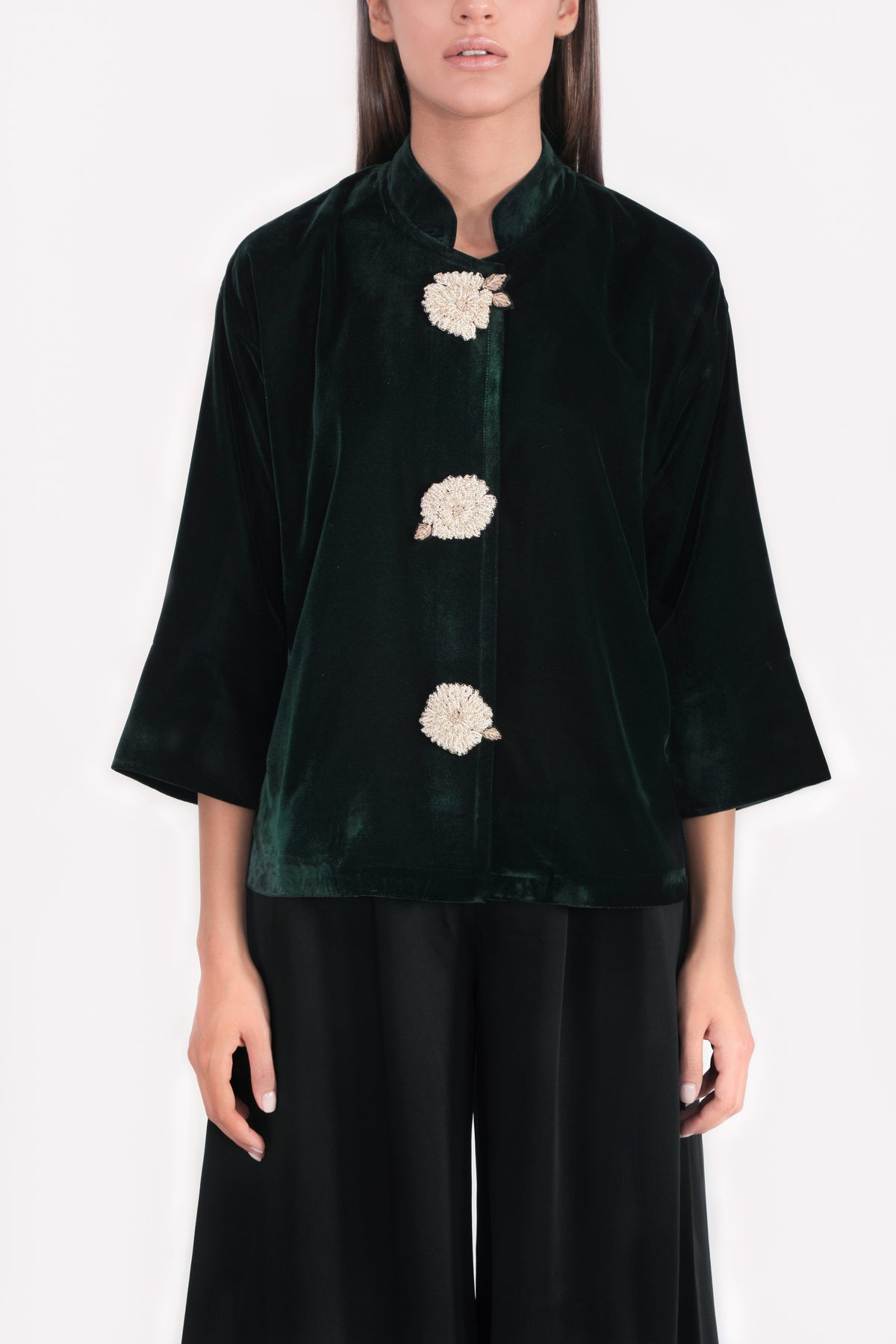 Rosa Velvet Jacket - Emerald Rosewater House