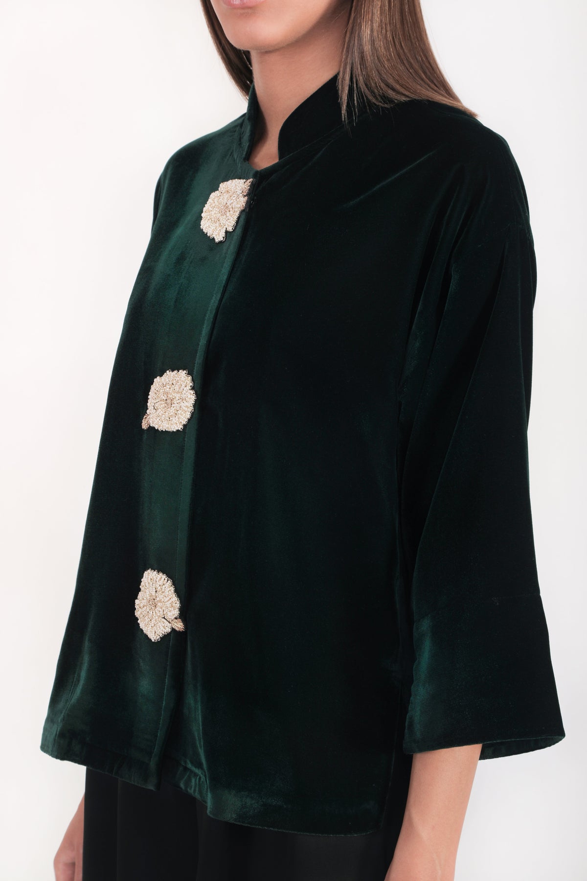 Rosa Velvet Jacket - Emerald Rosewater House