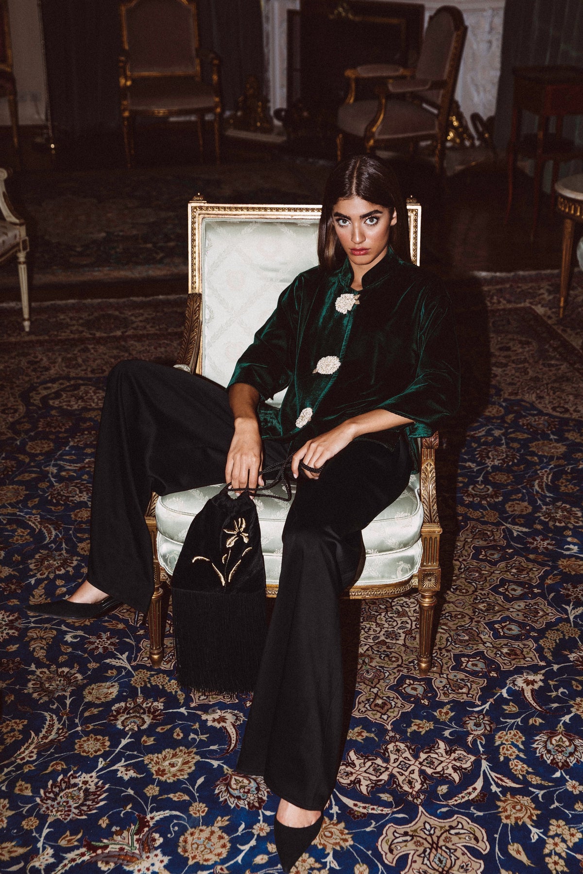 Rosa Velvet Jacket - Emerald Rosewater House