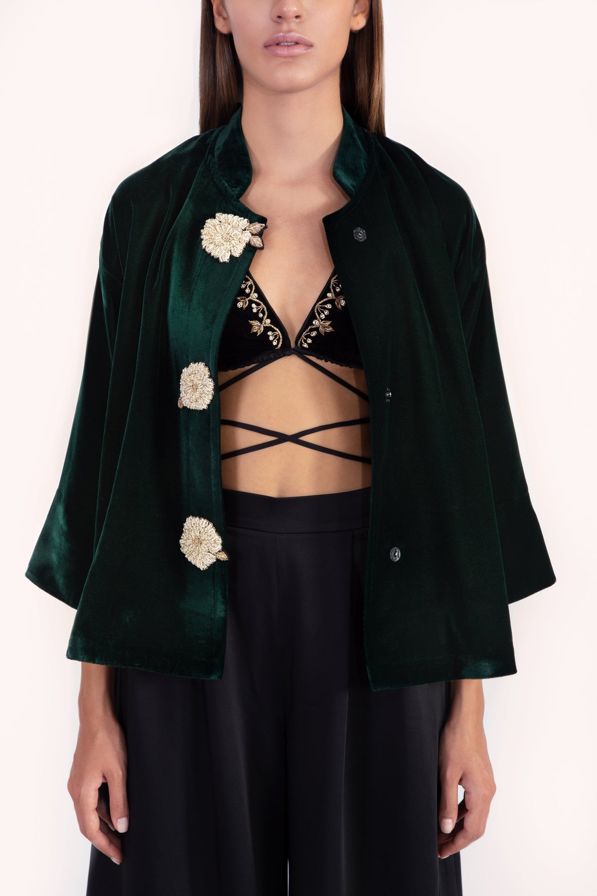 Rosa Velvet Jacket - Emerald Rosewater House