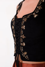 Ivy Embroidered Bustier - Black Rosewater House