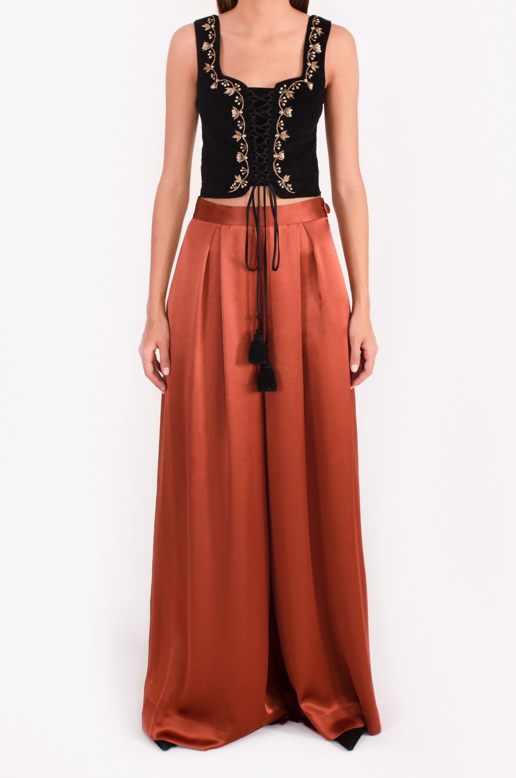 Ivy Embroidered Bustier - Black Rosewater House