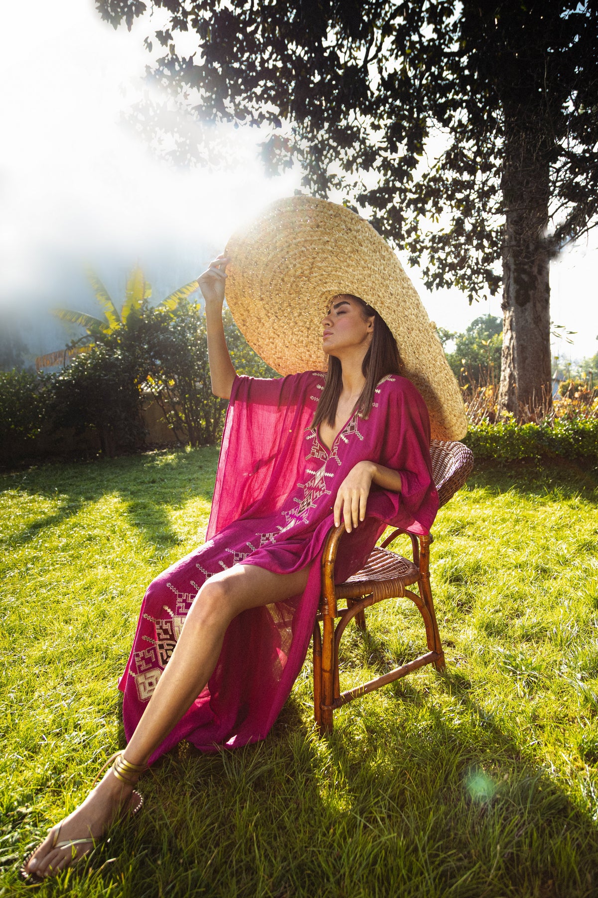 KHAZAR KAFTAN-MAGENTA Rosewater House