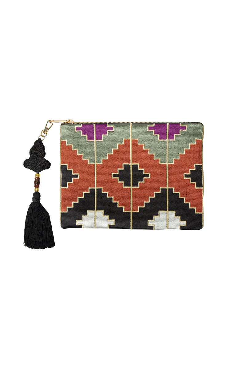 Gileva Pouch - Black & Green Rosewater House 