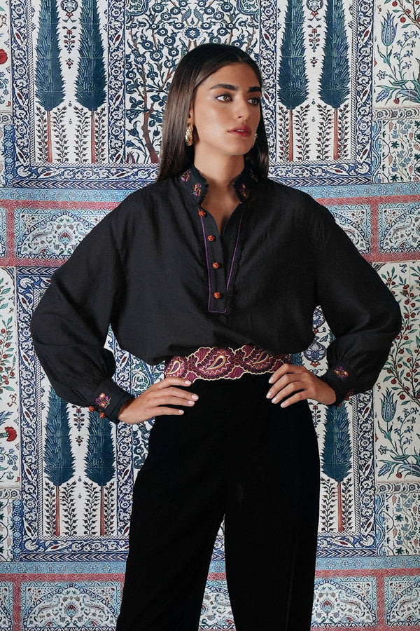 Boteh Blouse - Black Blouses Rosewater House 