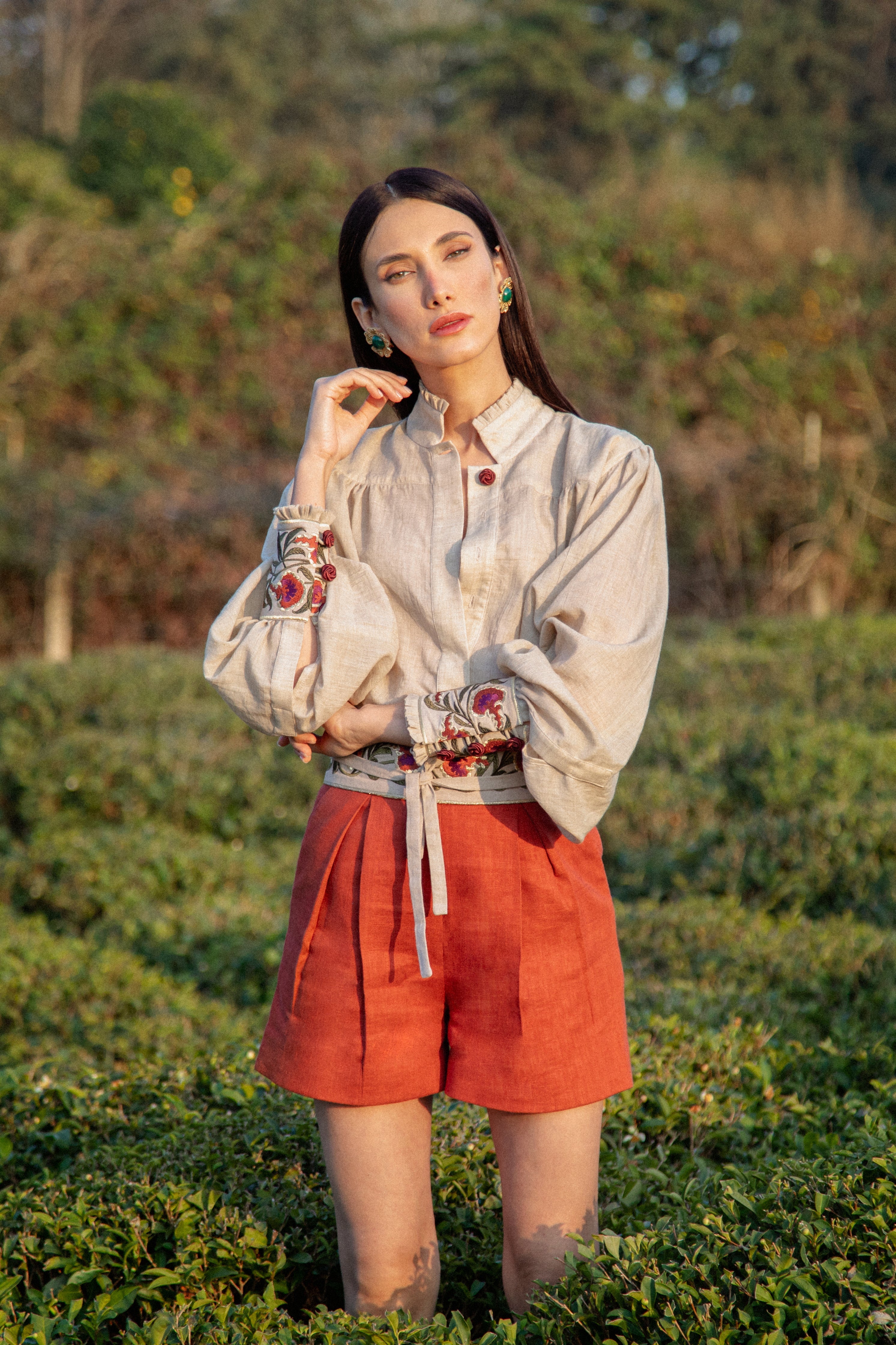 Carnation Blouse - Sand Blouses Rosewater House