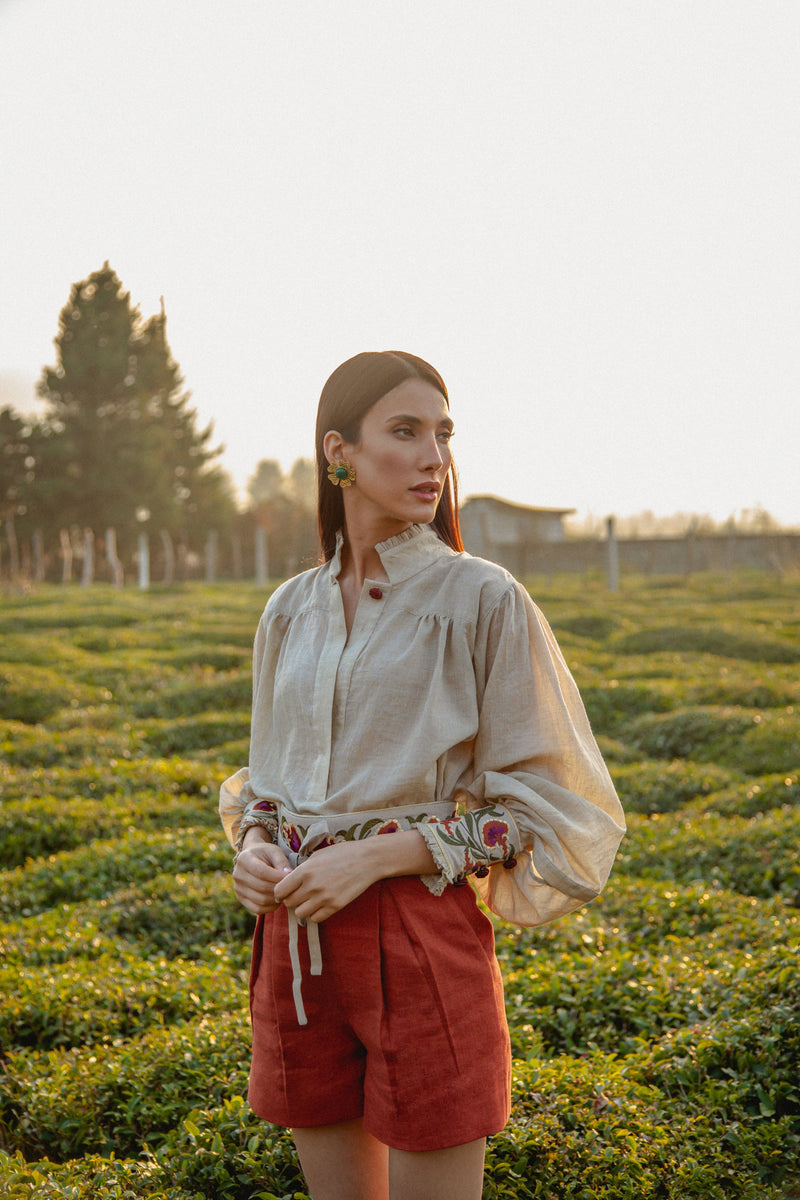 Carnation Blouse - Sand Blouses Rosewater House 