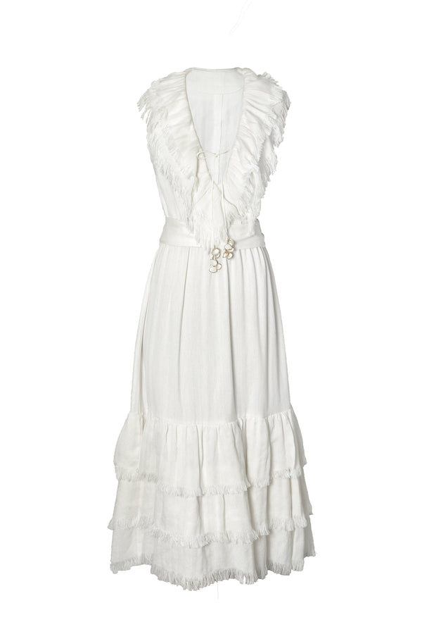 Golan Fringe Dress - Ivory Dresses Rosewater House 