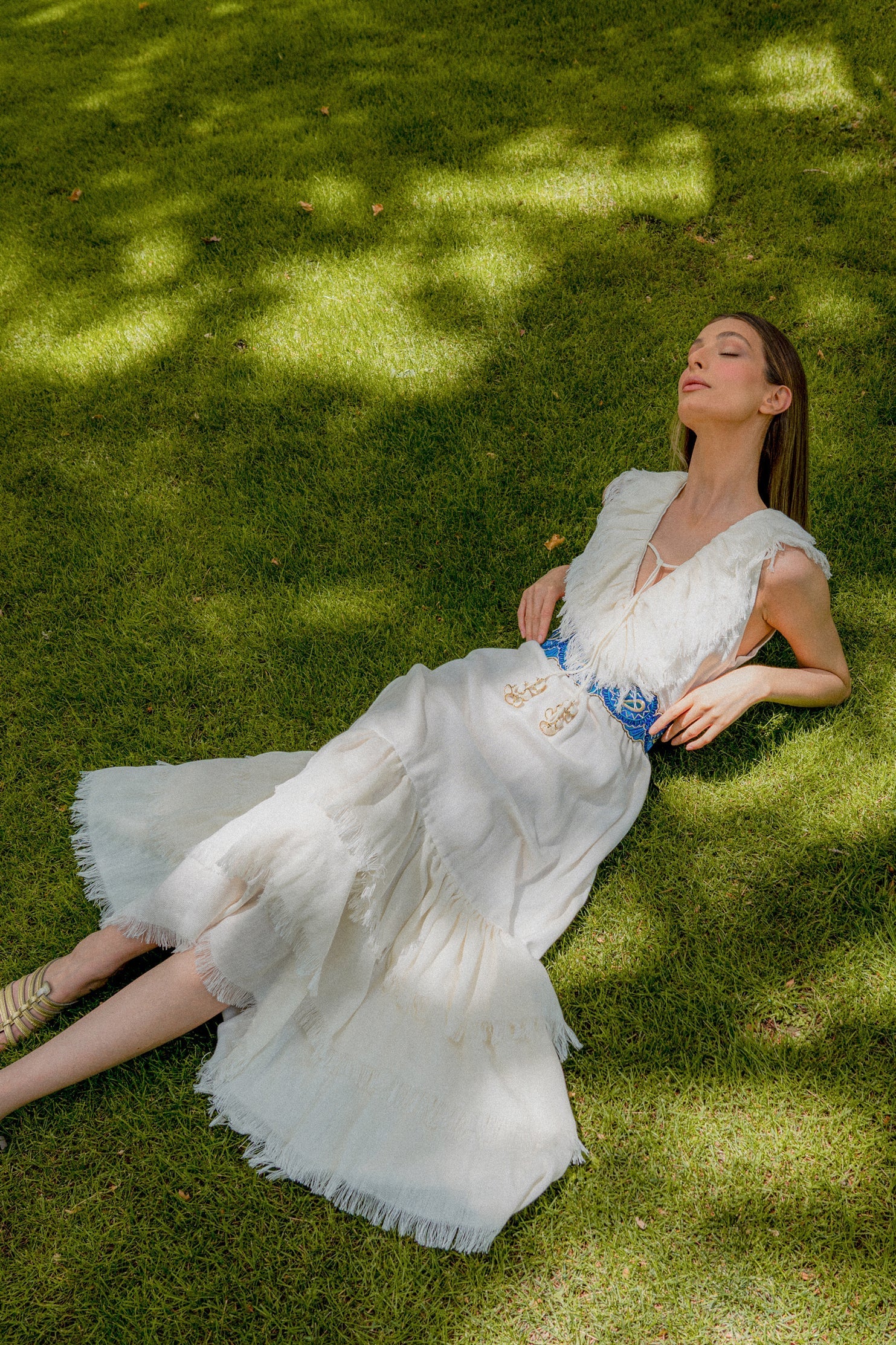 Paisley Embroidered Belt - Cobalt Dresses Rosewater House