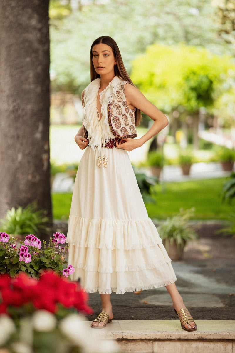 Boteh Paisley Vest - Ivory Dresses Rosewater House 