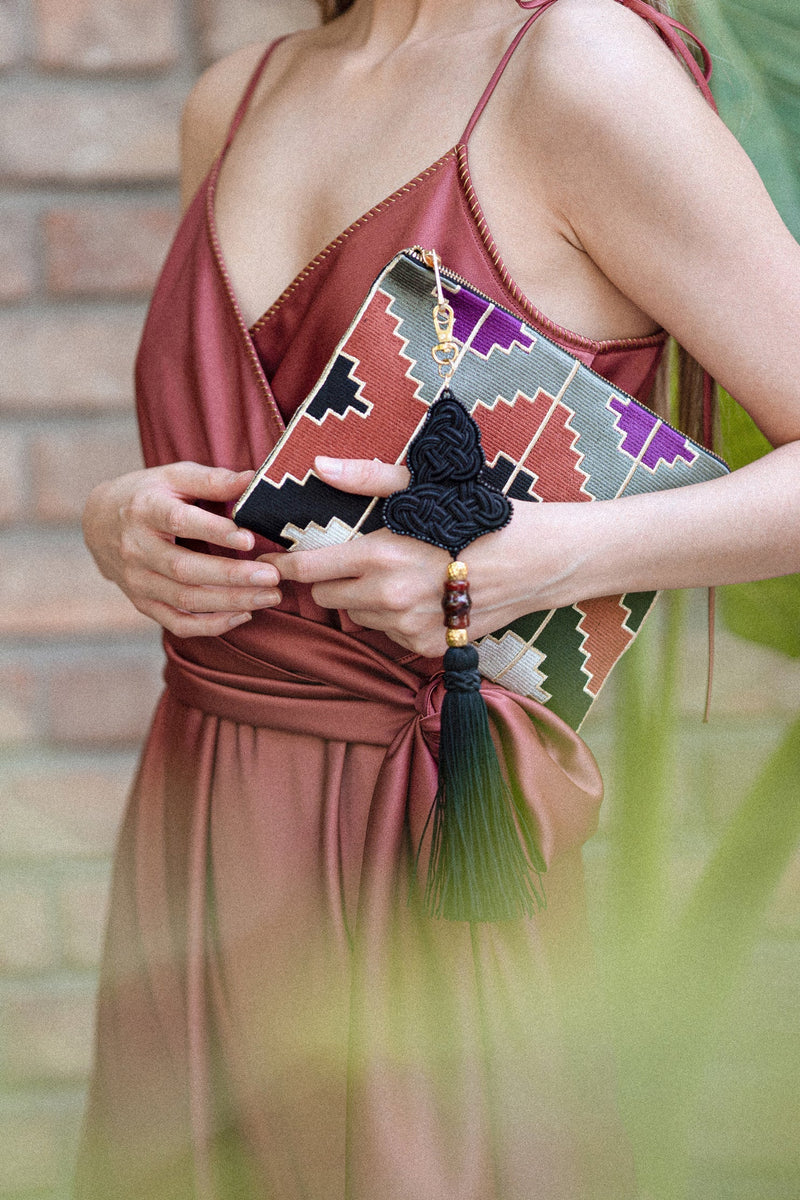 Gileva Pouch - Black & Green Rosewater House 