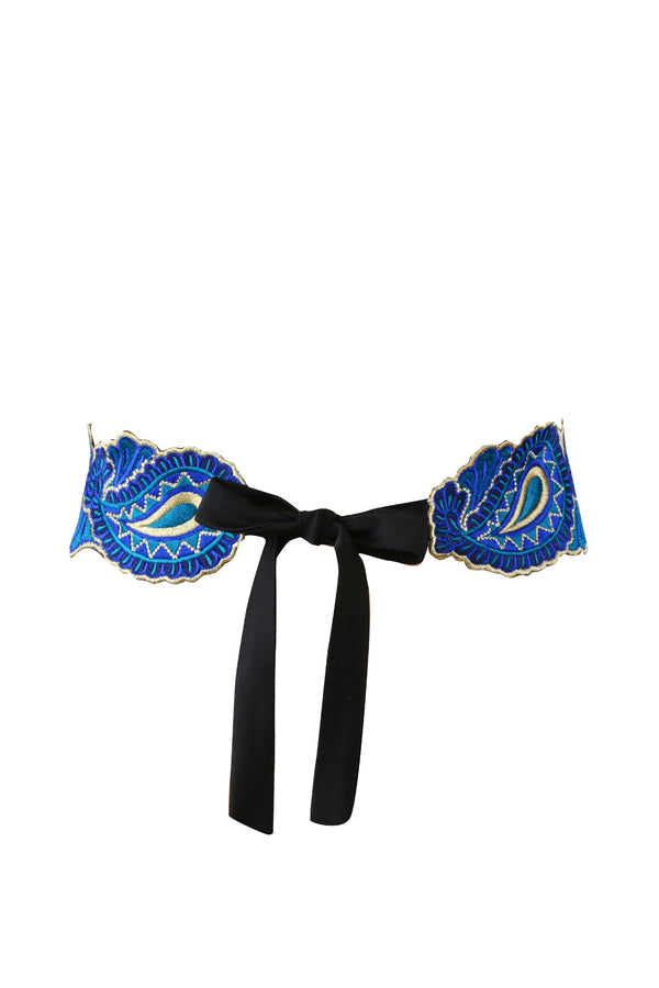 Paisley Embroidered Belt - Cobalt Dresses Rosewater House 