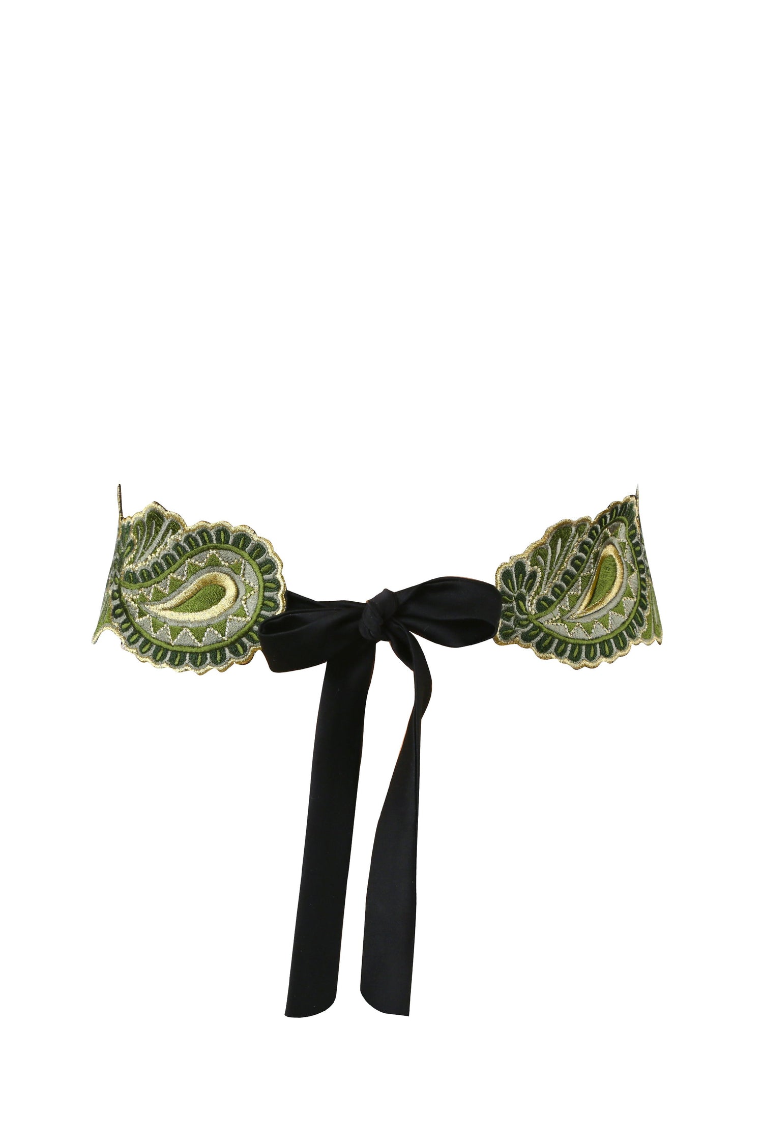Paisley Embroidered Belt - Green Dresses Rosewater House