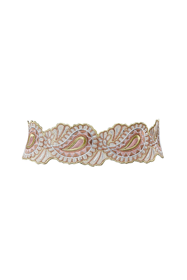 Paisley Embroidered Belt - Pink Dresses Rosewater House 