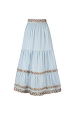Carnation Ruffle Skirt - Blue & Pink Rosewater House