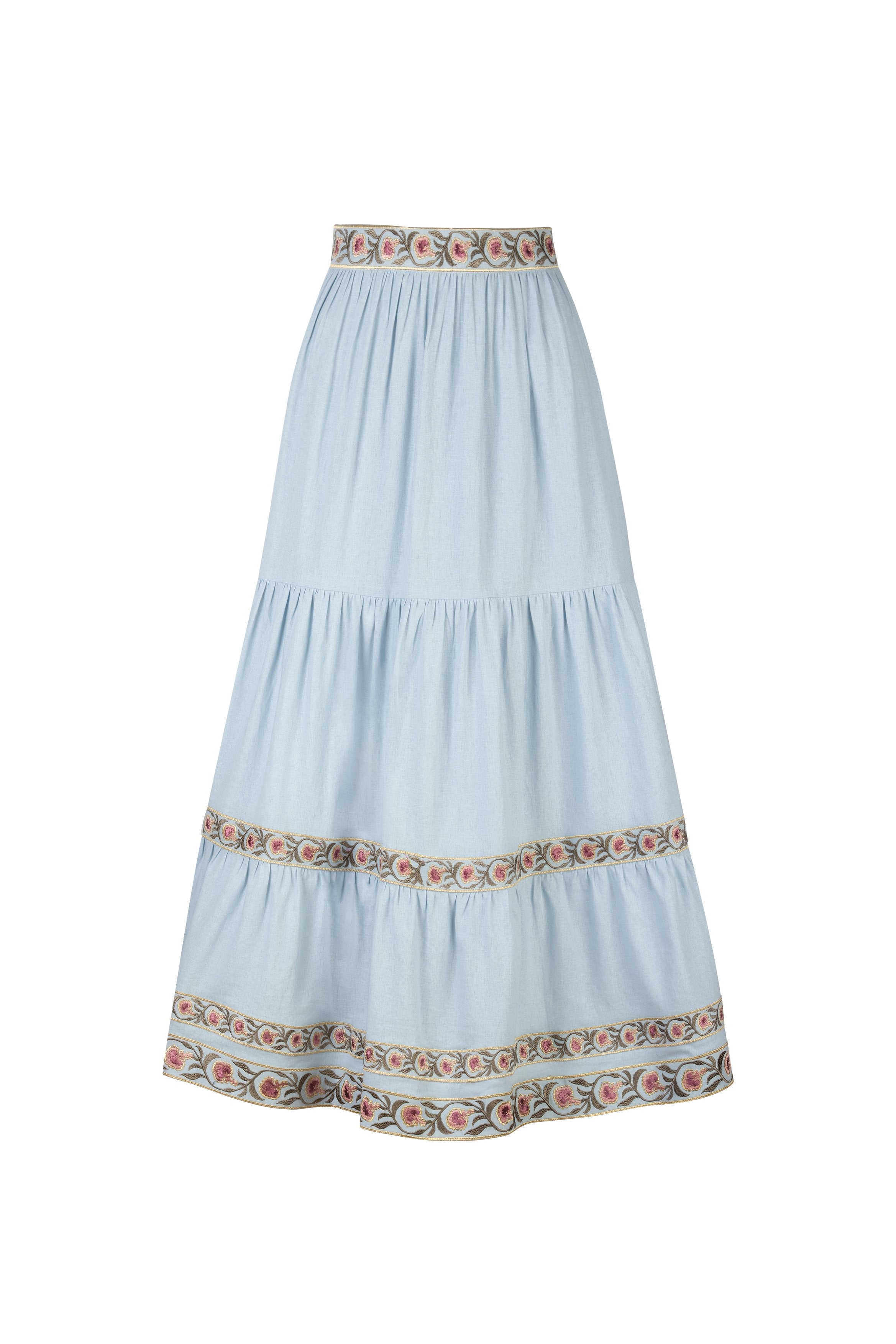 Carnation Ruffle Skirt - Blue & Pink Rosewater House