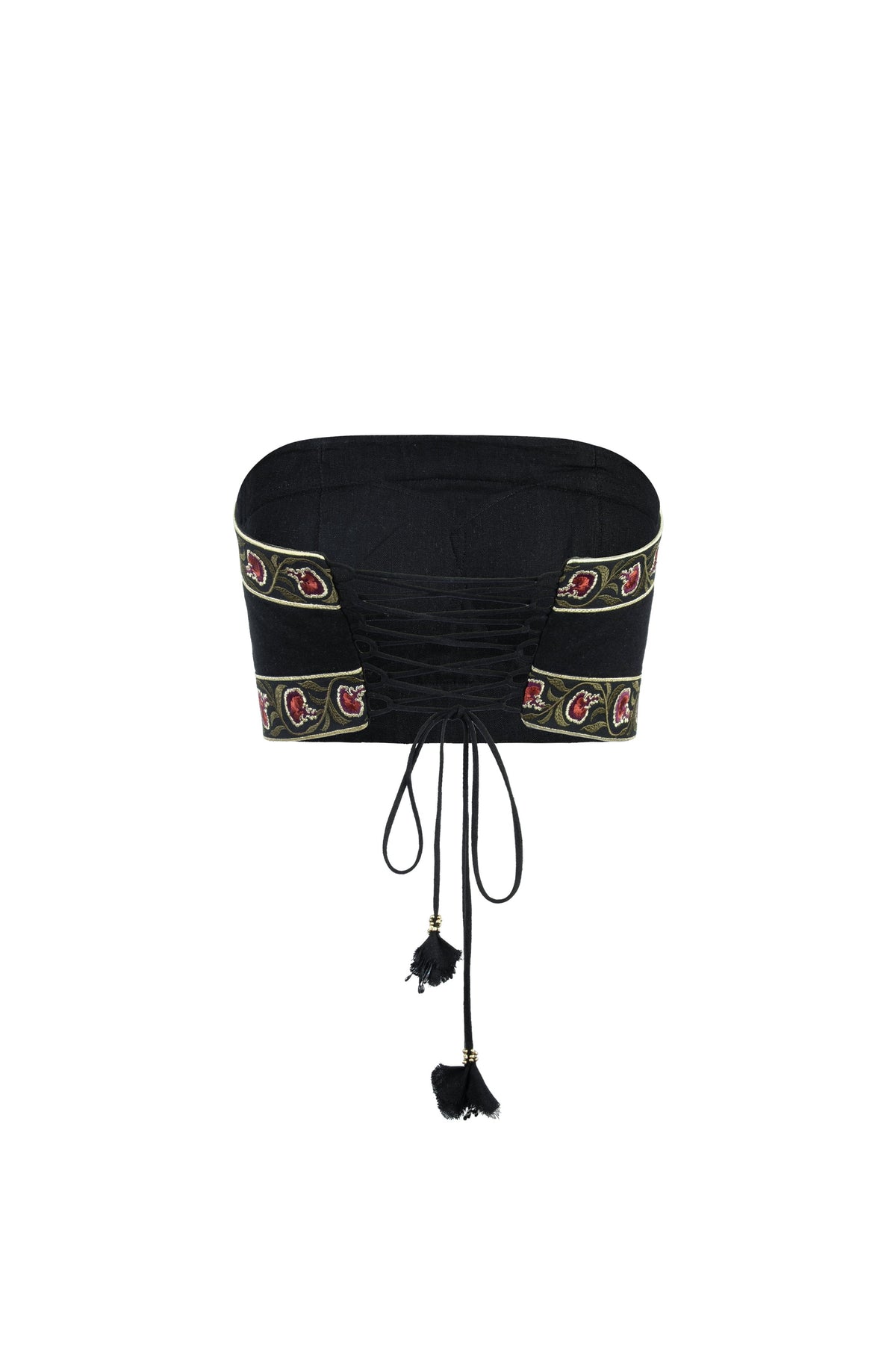 Carnation Crop Top - Black & Brick Tops - Bustier & Embroidered Rosewater House