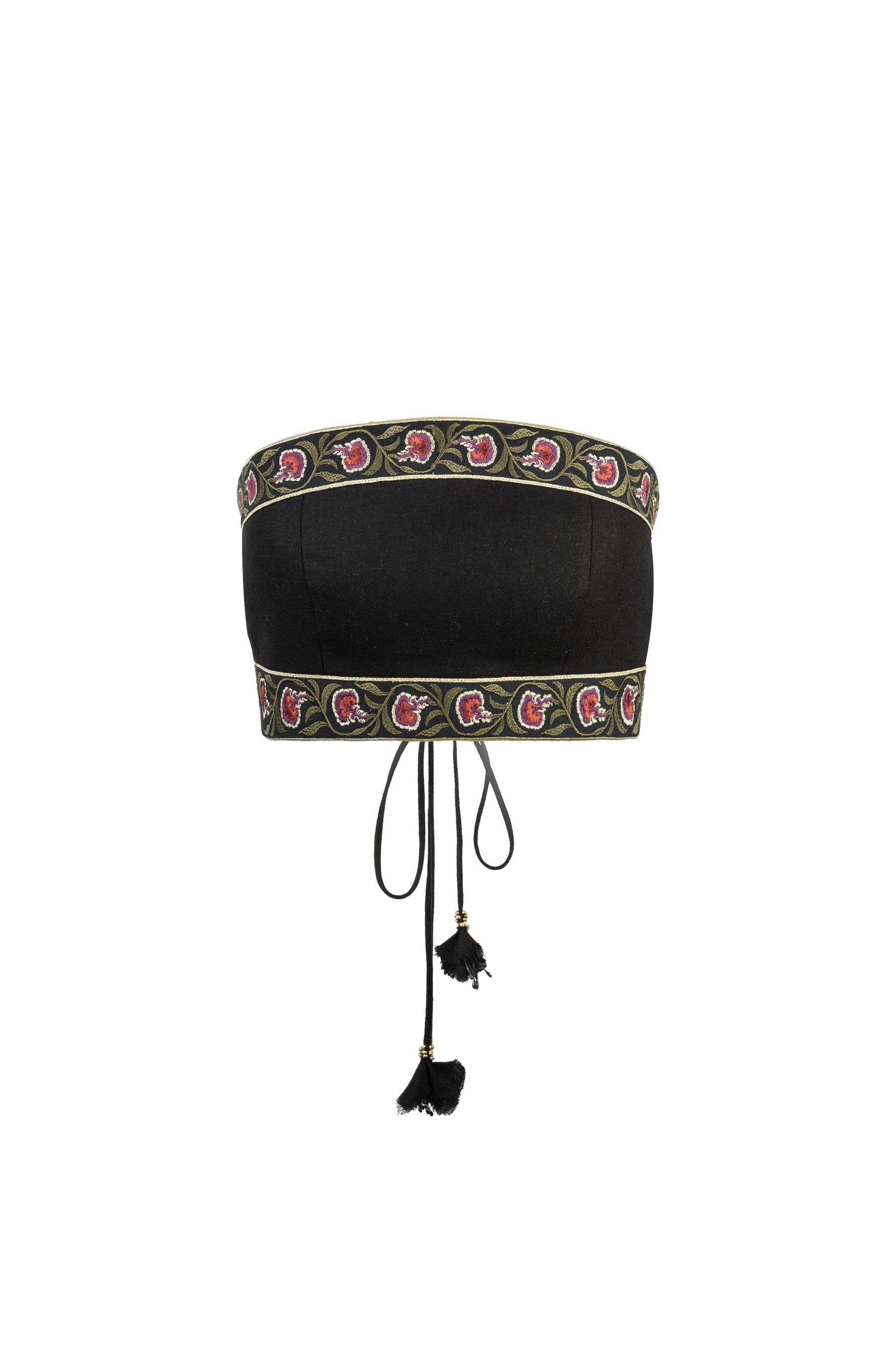 Carnation Crop Top - Black & Brick Tops - Bustier & Embroidered Rosewater House