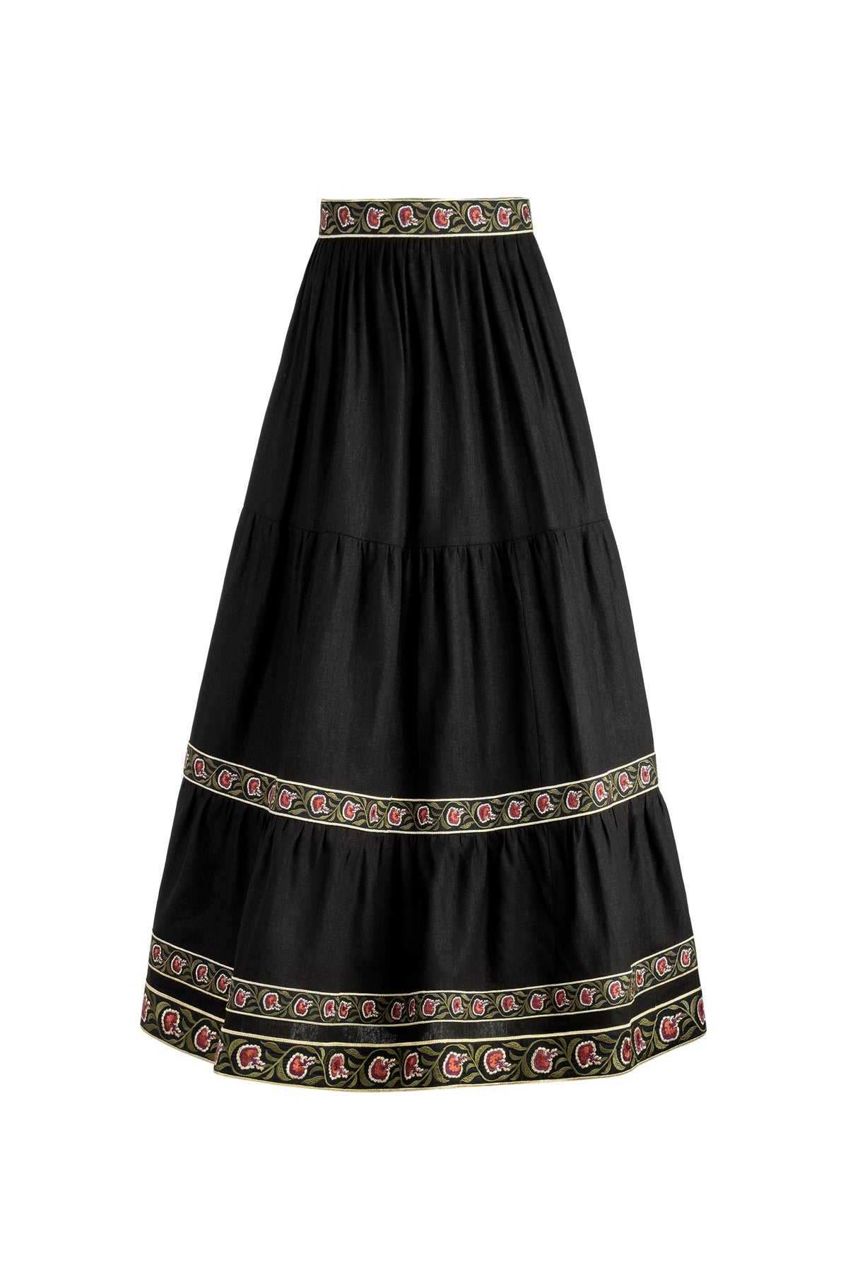 Carnation Ruffle Skirt - Black & Brick Bottoms - Skirts Rosewater House