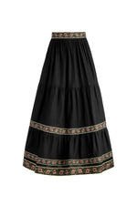 Carnation Ruffle Skirt - Black & Brick Bottoms - Skirts Rosewater House