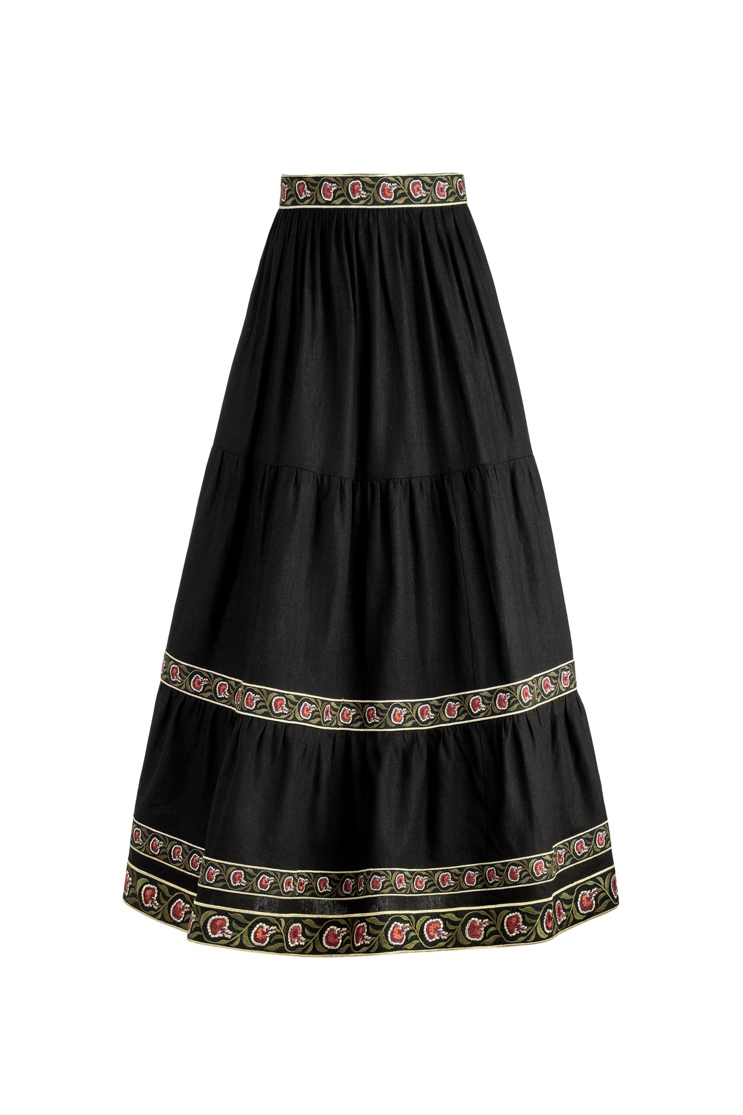 Carnation Ruffle Skirt - Black & Brick Bottoms - Skirts Rosewater House
