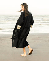 Afshan Fringe Robe - Black Outerwear - Coats & Robes Rosewater House 
