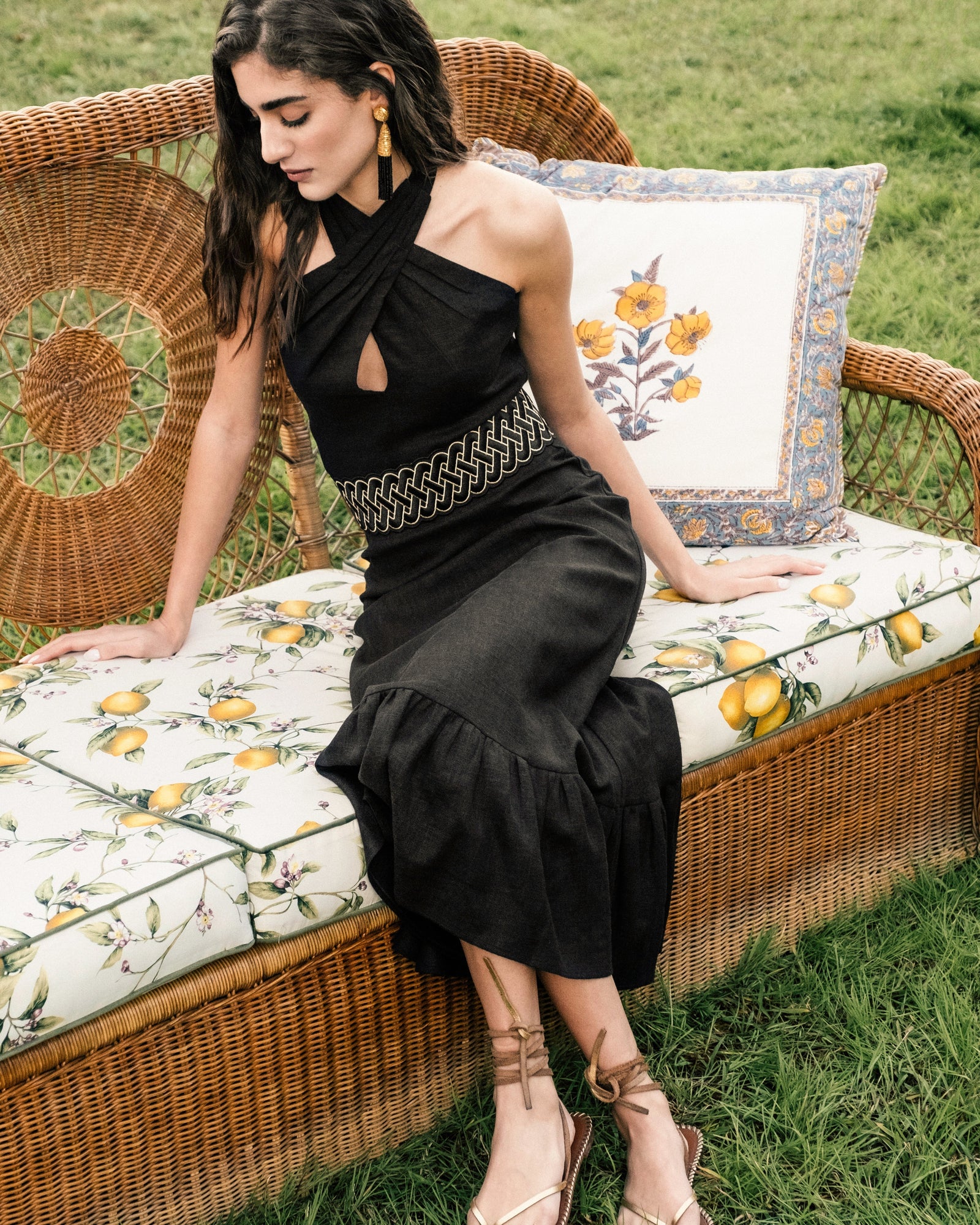 Noor Belted Midi Skirt - Black | Rosewater House