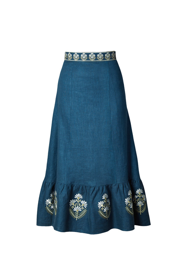Ayan Skirt - Blue Bottoms - Skirts Rosewater House 