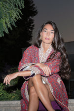 Shah Quilted Coat - Red coat - long Rosewater House