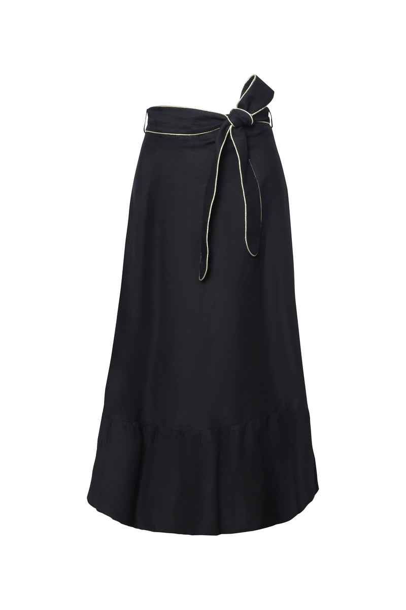 Noor Belted Midi Skirt - Black Bottoms - Skirts Rosewater House 