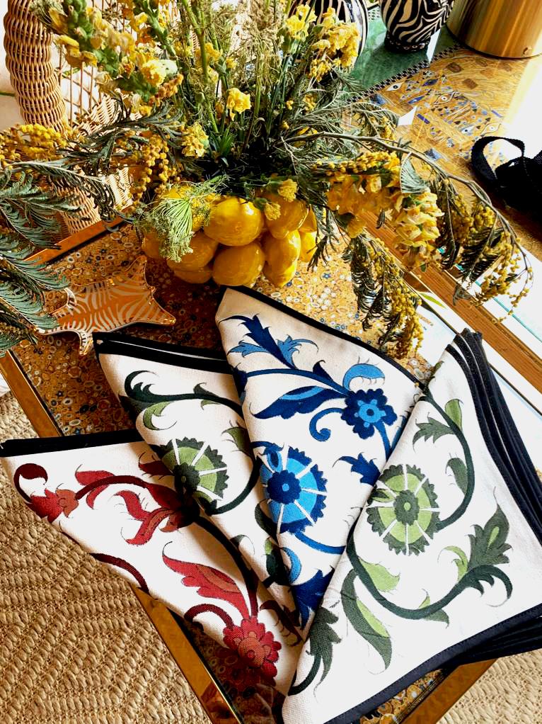 Isfahan Hand Painted Napkins - Blue RoseWaterHouse
