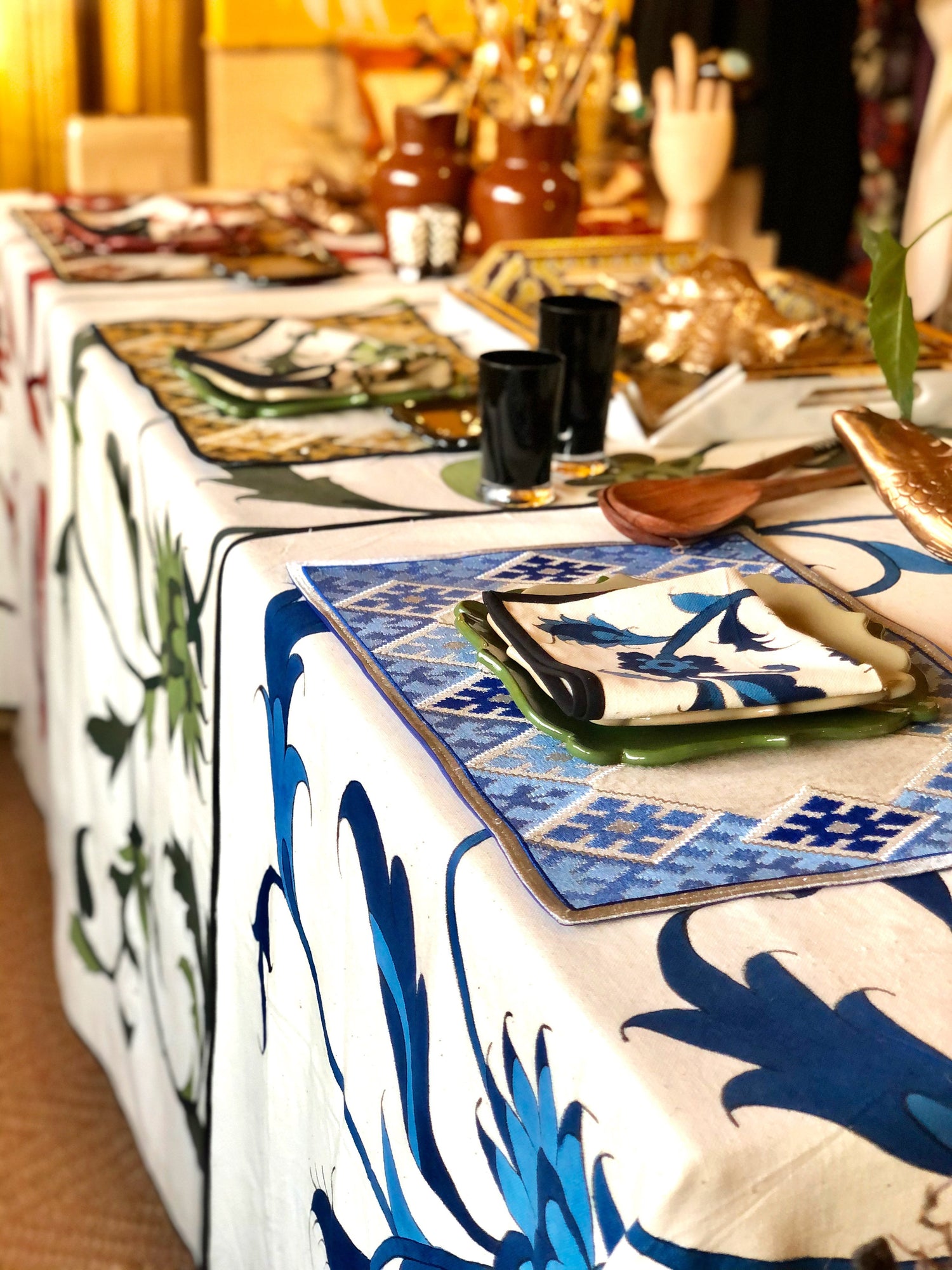 Isfahan Hand Painted Napkins - Blue RoseWaterHouse