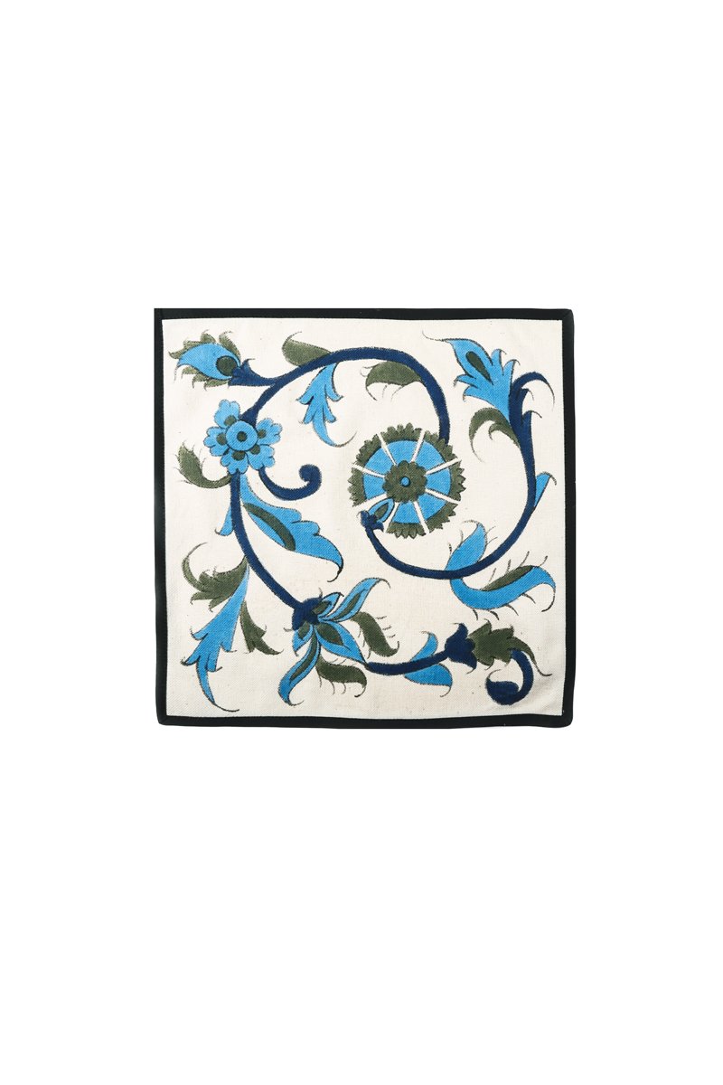 Hand-Painted Isfahan Napkins - Blue & Green Rosewater House