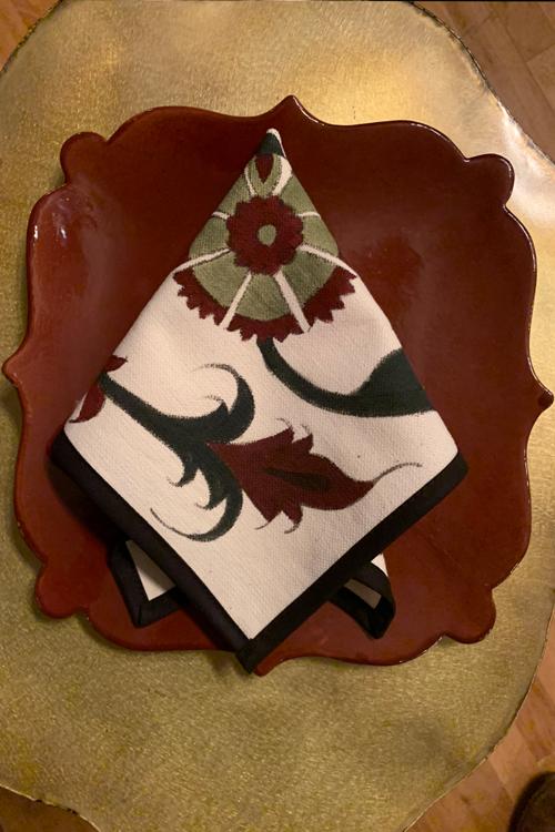 Hand-Painted Napkins - Bordeaux & Green RoseWaterHouse