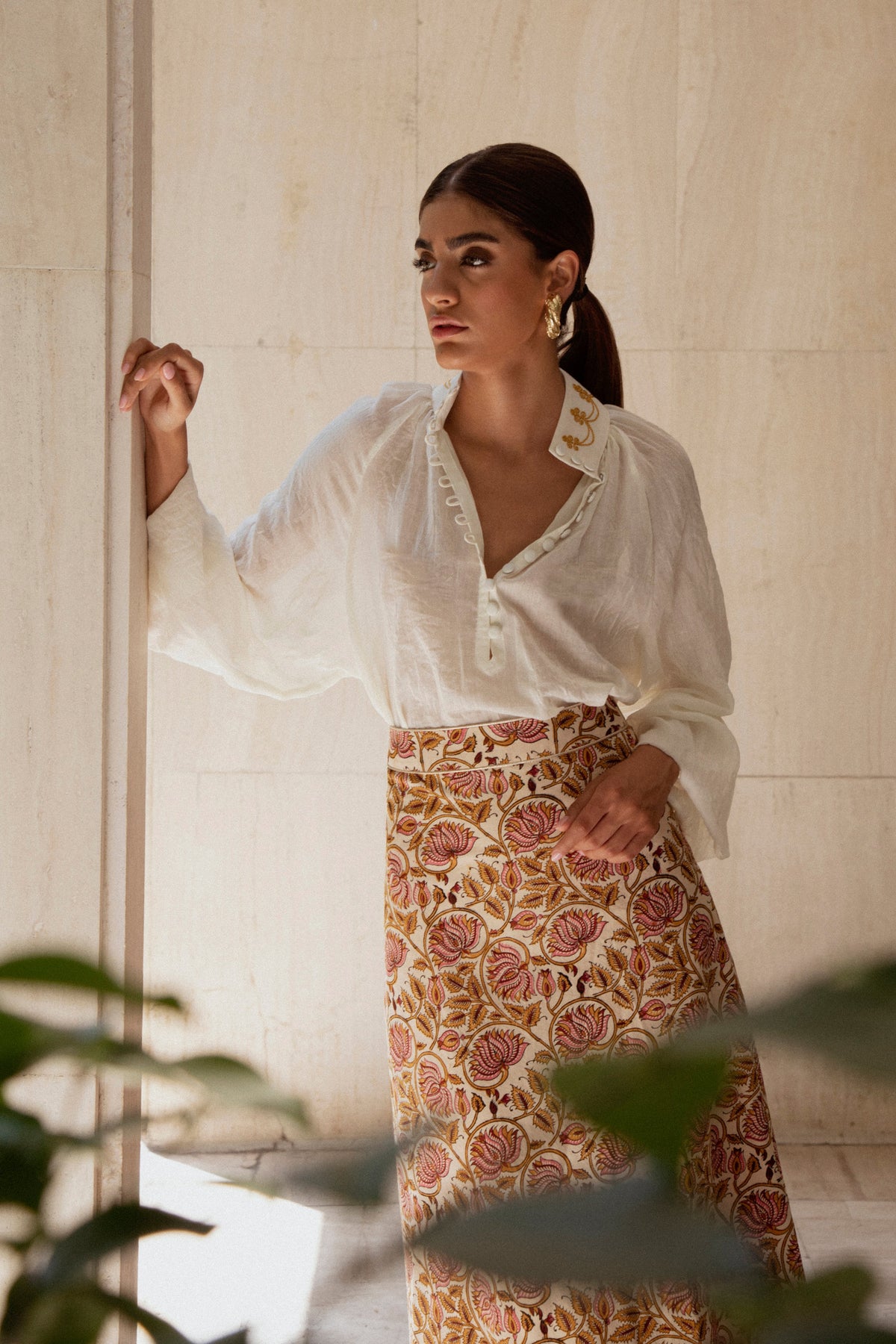 Ghalamkar Skirt - Pink Skirt Rosewater House
