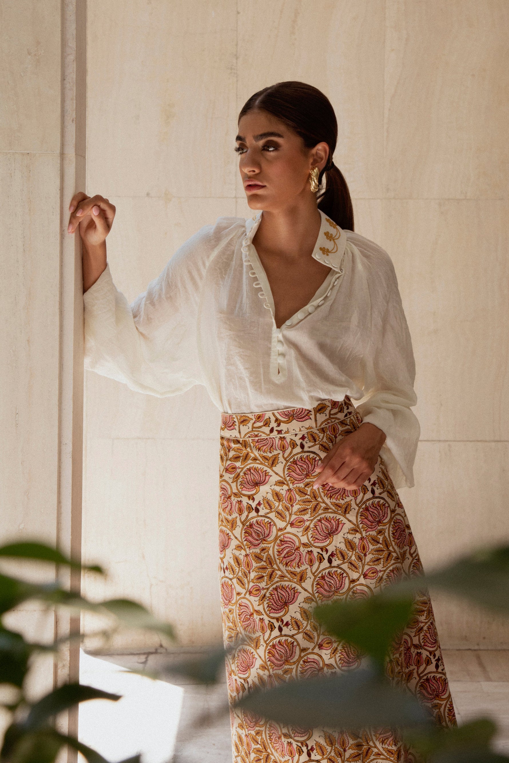 Ghalamkar Skirt - Pink Skirt Rosewater House