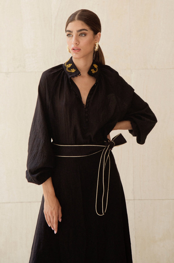 Golab Blouse - Black Tops-Blouse Rosewater House 