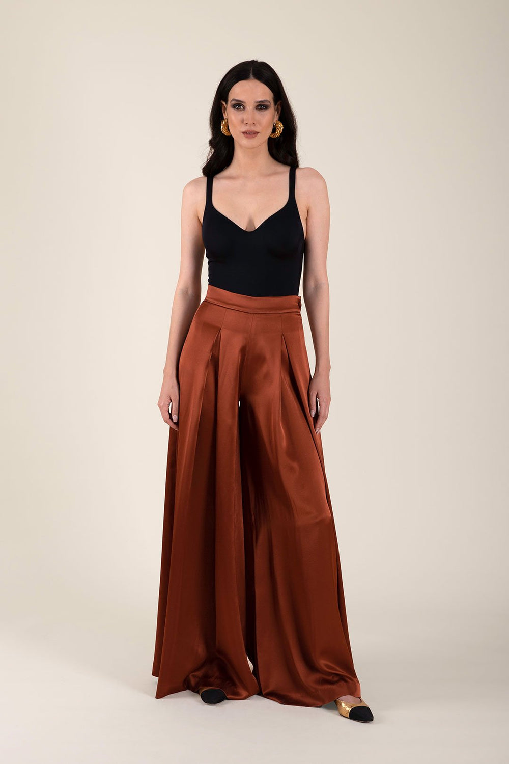 Silk Palazzo Pants - Brick | Rosewater House