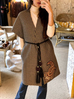 Zarin Wrap Coat - Houndstooth coat Rosewater House