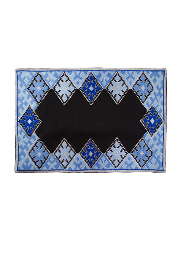 Hand-Embroidered Placemats - Blue & Black RoseWaterHouse 